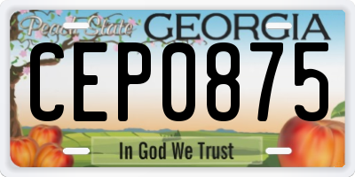 GA license plate CEP0875