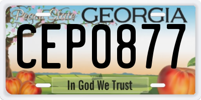 GA license plate CEP0877