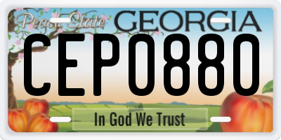 GA license plate CEP0880