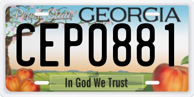 GA license plate CEP0881