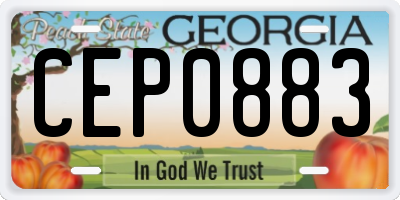 GA license plate CEP0883