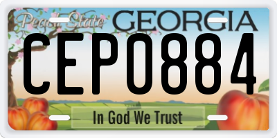 GA license plate CEP0884