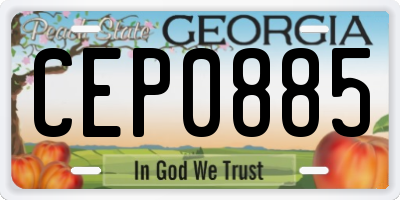 GA license plate CEP0885