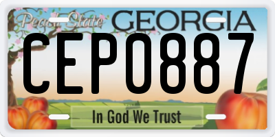 GA license plate CEP0887