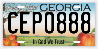 GA license plate CEP0888