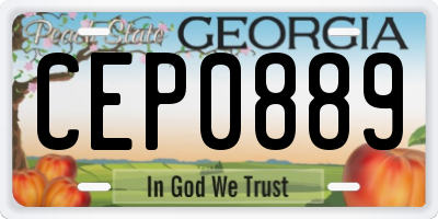 GA license plate CEP0889