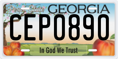 GA license plate CEP0890