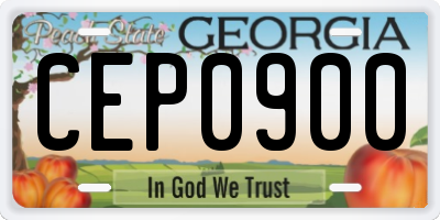 GA license plate CEP0900