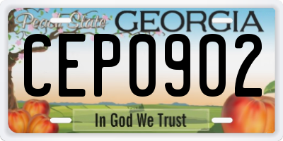 GA license plate CEP0902