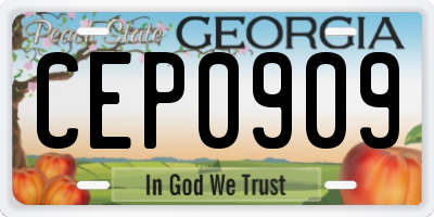 GA license plate CEP0909