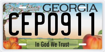 GA license plate CEP0911