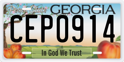GA license plate CEP0914