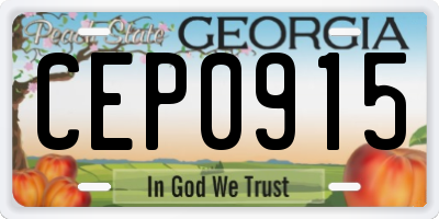 GA license plate CEP0915