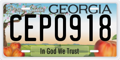 GA license plate CEP0918