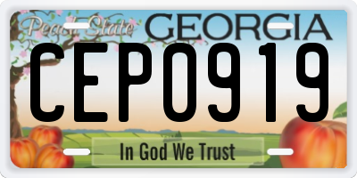 GA license plate CEP0919