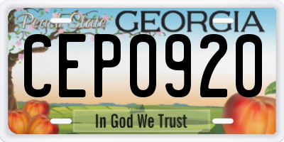 GA license plate CEP0920