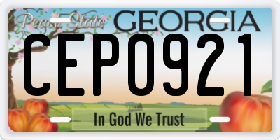GA license plate CEP0921