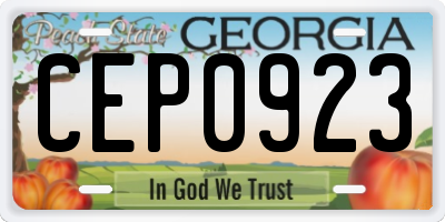GA license plate CEP0923