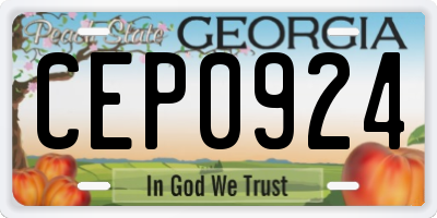 GA license plate CEP0924