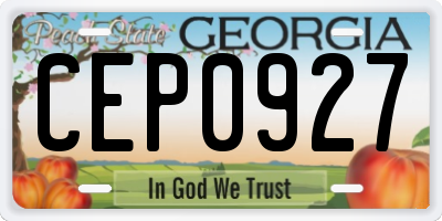 GA license plate CEP0927