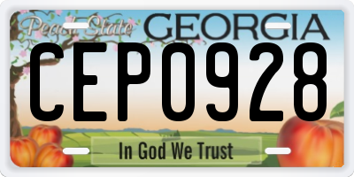 GA license plate CEP0928