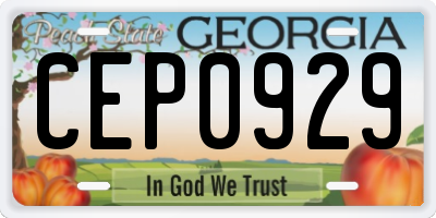 GA license plate CEP0929