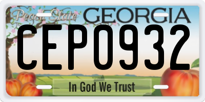 GA license plate CEP0932