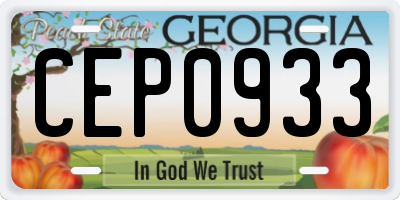 GA license plate CEP0933