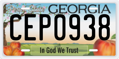 GA license plate CEP0938