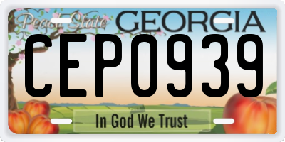 GA license plate CEP0939