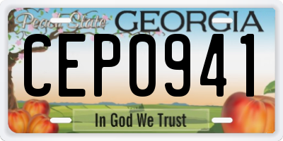 GA license plate CEP0941