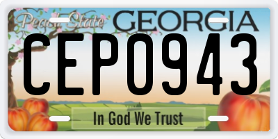 GA license plate CEP0943