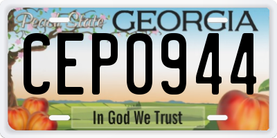 GA license plate CEP0944