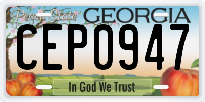 GA license plate CEP0947