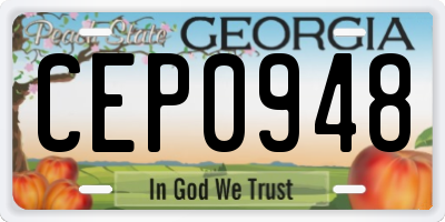 GA license plate CEP0948
