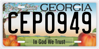 GA license plate CEP0949