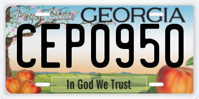 GA license plate CEP0950