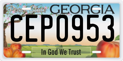 GA license plate CEP0953