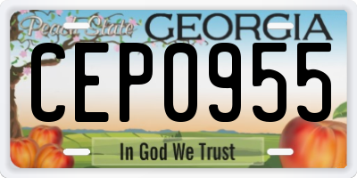 GA license plate CEP0955