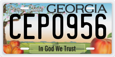 GA license plate CEP0956