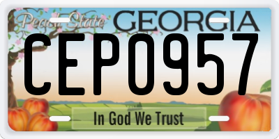 GA license plate CEP0957