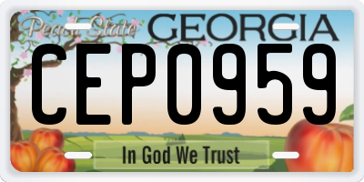 GA license plate CEP0959