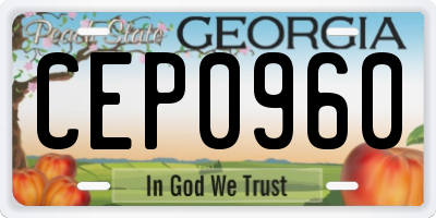 GA license plate CEP0960