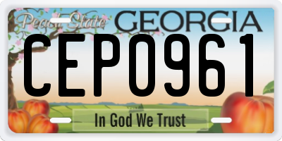GA license plate CEP0961