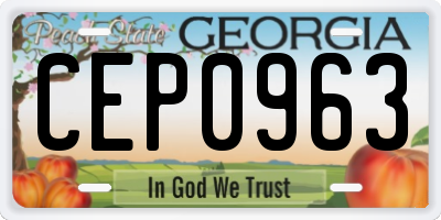GA license plate CEP0963