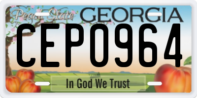 GA license plate CEP0964