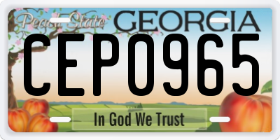 GA license plate CEP0965