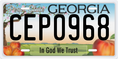 GA license plate CEP0968