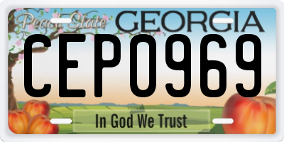 GA license plate CEP0969