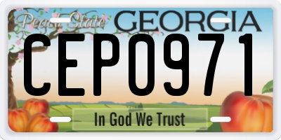 GA license plate CEP0971